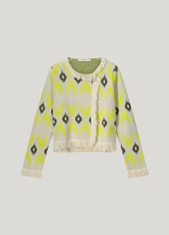 Knitted jacket with ikat jacquard^Summum Outlet