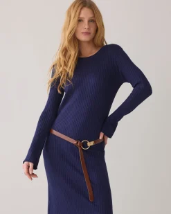 Leather belt with button fastening^Summum Sale