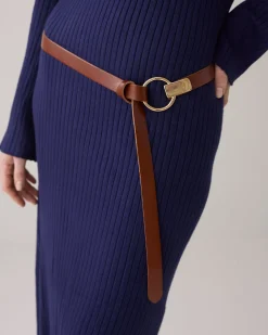 Leather belt with button fastening^Summum Sale