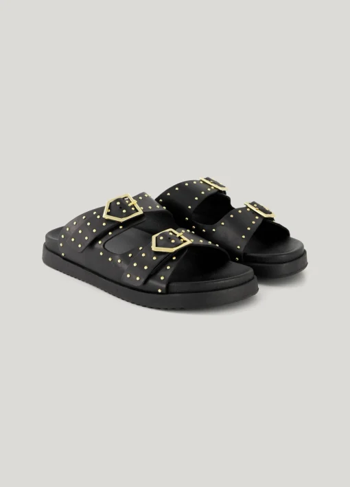 Leather sandal with studs^Summum Hot