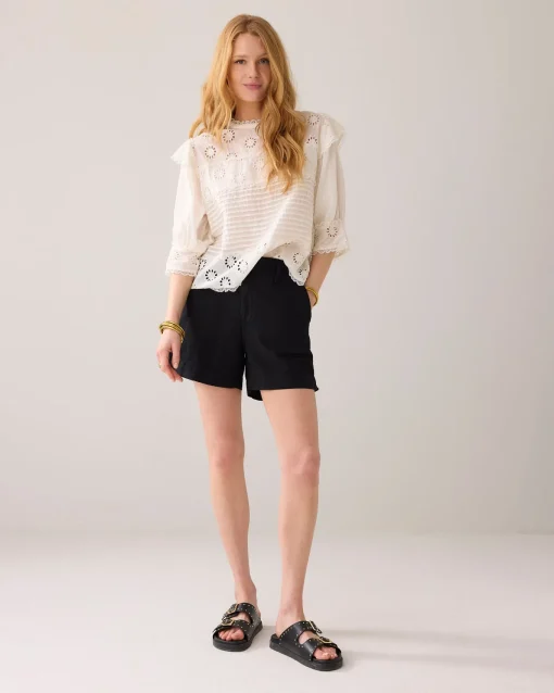 Linen-blend shorts^Summum Fashion