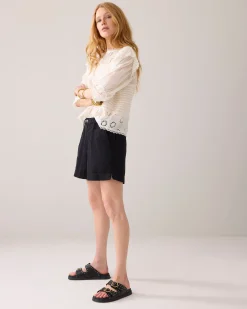 Linen-blend shorts^Summum Fashion