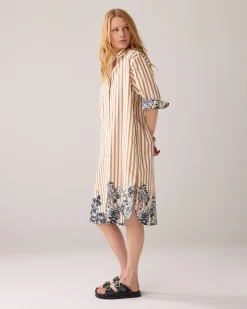 Long shirt dress with floral details^Summum Sale