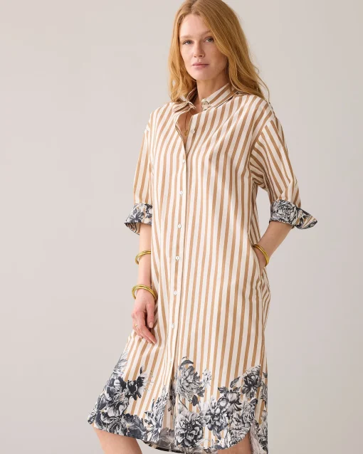 Long shirt dress with floral details^Summum Sale