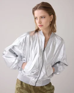 Metallic bomber jacket^Summum Discount