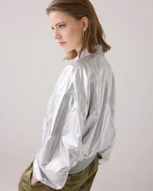 Metallic bomber jacket^Summum Discount