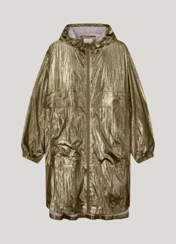 Metallic mackintosh with storage bag^Summum Fashion