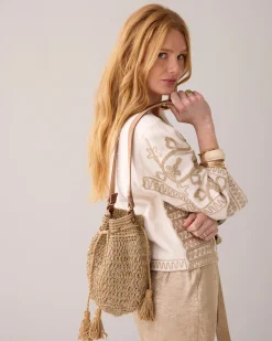 Raffia shoulder bag^Summum Sale