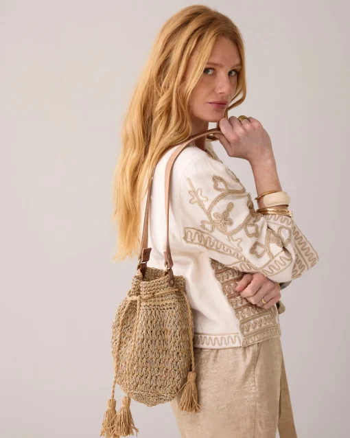 Raffia shoulder bag^Summum Sale