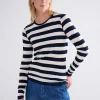Round neck Sheer Jersey Stripe^Summum Discount