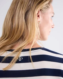Round neck Sheer Jersey Stripe^Summum Discount