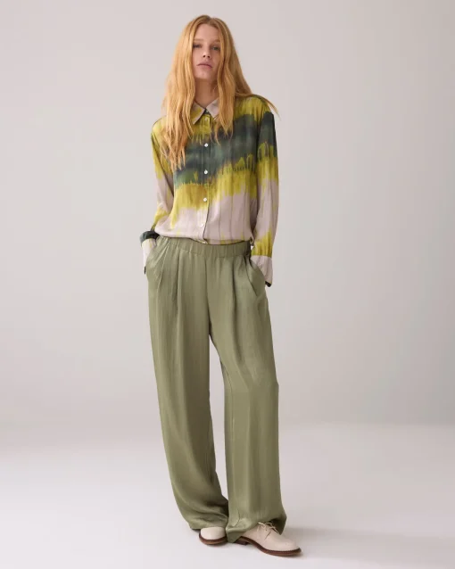 Satin-look trousers with wide legs^Summum Best
