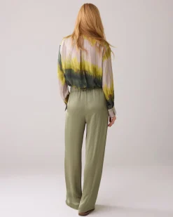 Satin-look trousers with wide legs^Summum Best