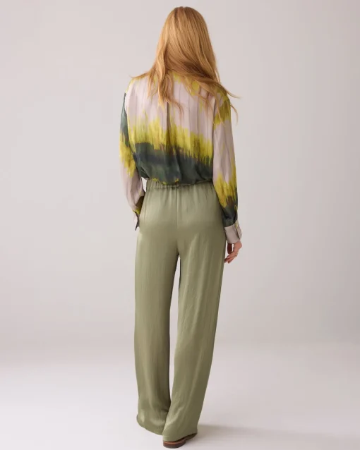 Satin-look trousers with wide legs^Summum Best