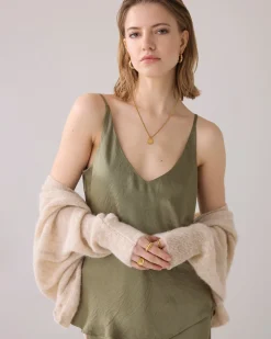 Shiny singlet with spaghetti straps^Summum Sale