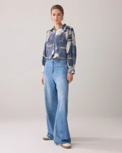 Shirt blouse with wave print^Summum Online
