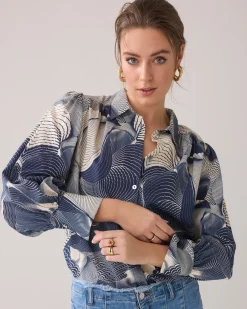Shirt blouse with wave print^Summum Online