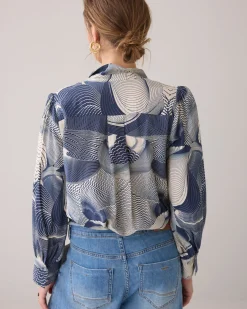 Shirt blouse with wave print^Summum Online
