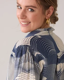 Shirt blouse with wave print^Summum Online