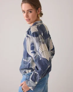 Shirt blouse with wave print^Summum Online