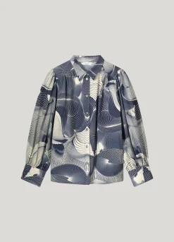Shirt blouse with wave print^Summum Online