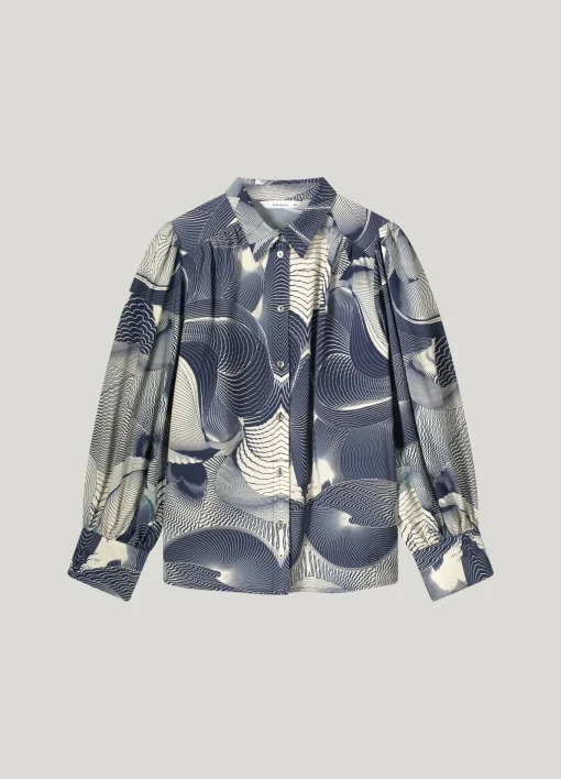 Shirt blouse with wave print^Summum Online