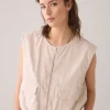 Sleeveless bomber jacket crispy cotton^Summum Online