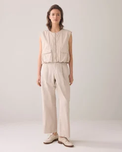 Sleeveless bomber jacket crispy cotton^Summum Online