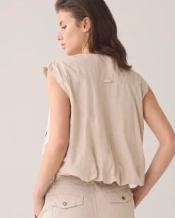 Sleeveless bomber jacket crispy cotton^Summum Online