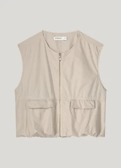 Sleeveless bomber jacket crispy cotton^Summum Online