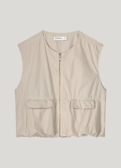 Sleeveless bomber jacket crispy cotton^Summum Online
