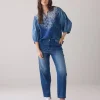 Stone-wash denim top^Summum Fashion