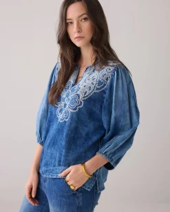 Stone-wash denim top^Summum Fashion