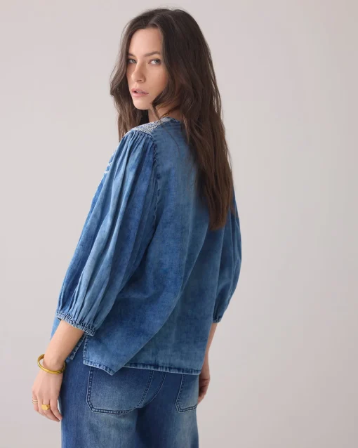 Stone-wash denim top^Summum Fashion