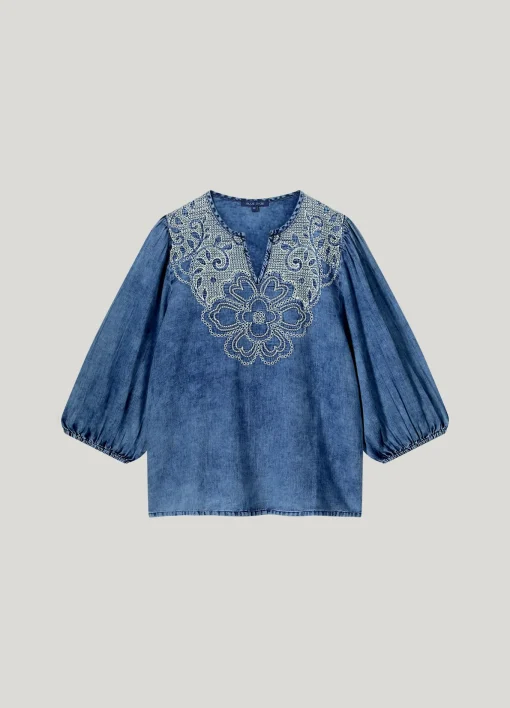 Stone-wash denim top^Summum Fashion