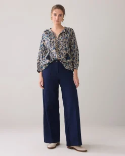Straight-leg stretch trousers^Summum Fashion