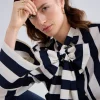 Striped blouse with bow^Summum Online