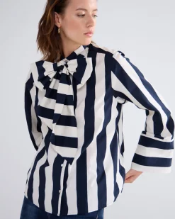 Striped blouse with bow^Summum Online
