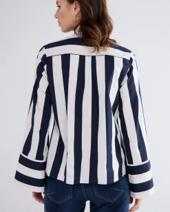 Striped blouse with bow^Summum Online