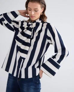 Striped blouse with bow^Summum Online