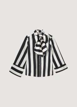 Striped blouse with bow^Summum Online