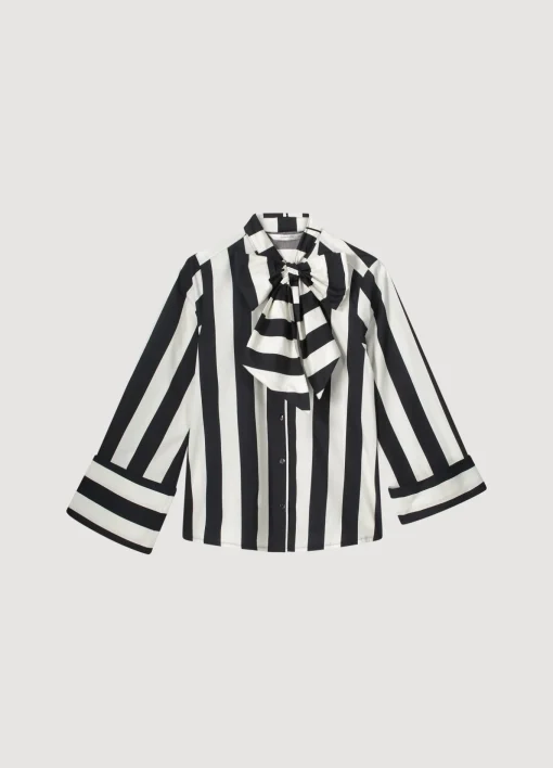 Striped blouse with bow^Summum Online