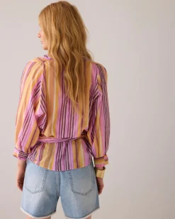 Striped wrap-around blouse^Summum Outlet