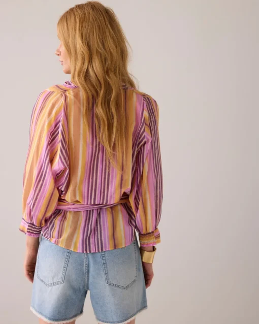Striped wrap-around blouse^Summum Outlet