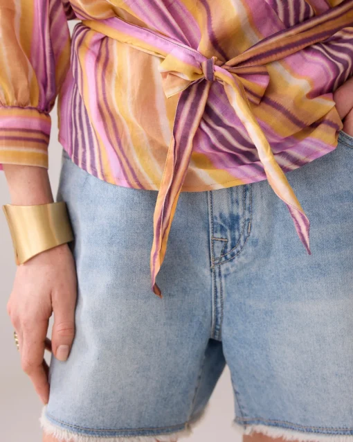 Striped wrap-around blouse^Summum Outlet