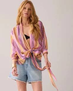 Striped wrap-around blouse^Summum Outlet