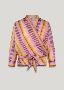 Striped wrap-around blouse^Summum Outlet