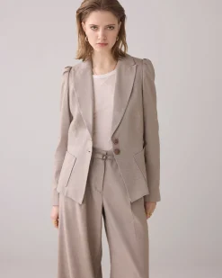 Tailored blazer in linen blend^Summum Hot