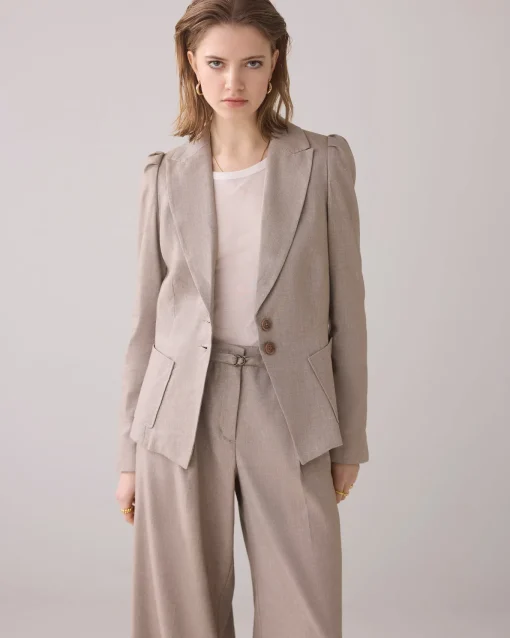 Tailored blazer in linen blend^Summum Hot