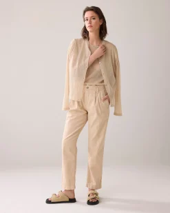 Tapered trousers in linen blend^Summum Fashion